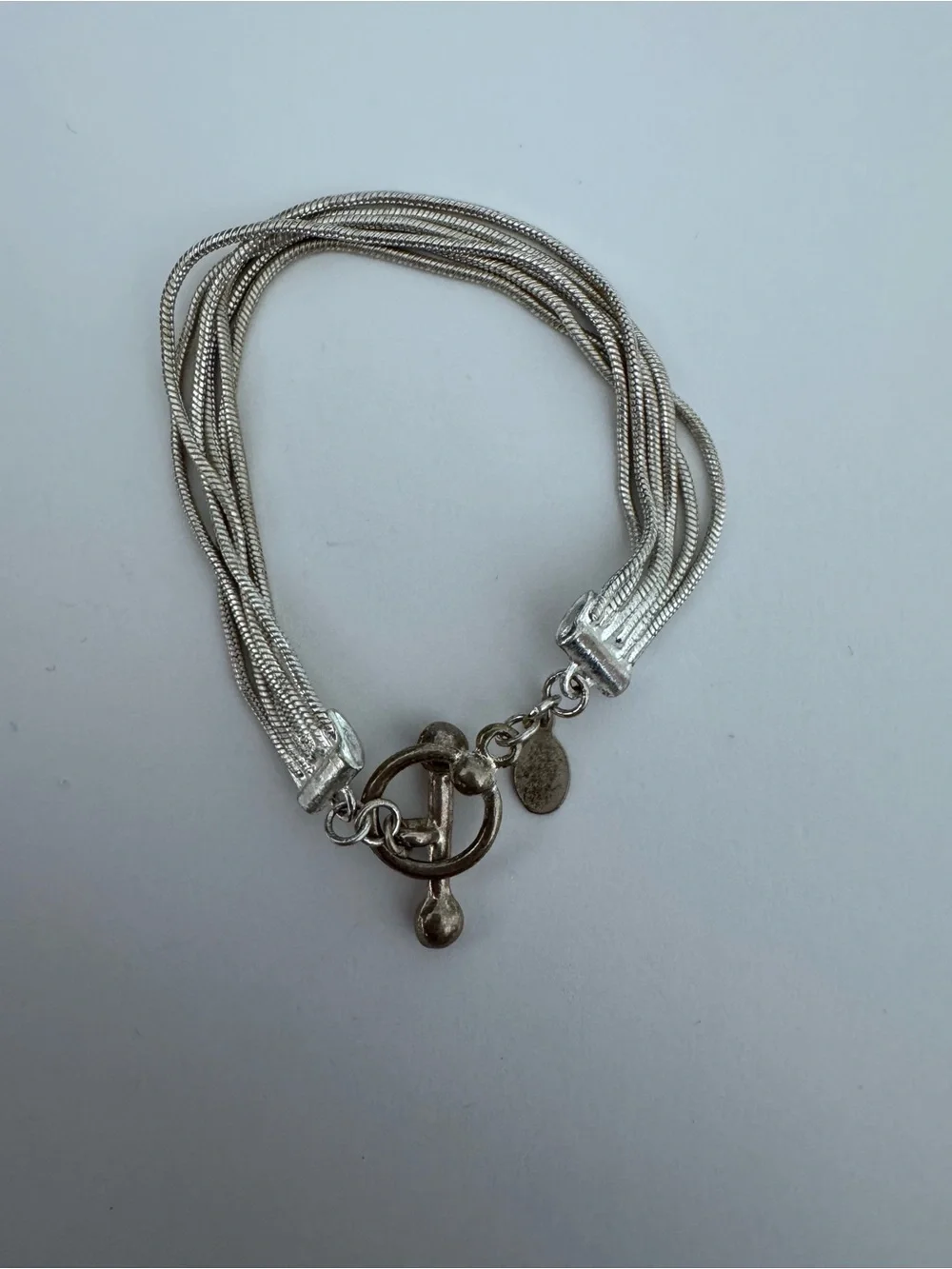 Multi-Strand Silver Tone Women's Bracelet - Elegant Toggle Clasp